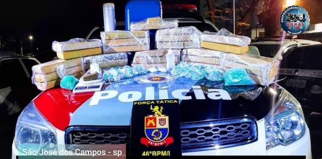 Polícia Militar aprendeu mais de 23 kg de drogas no bairro Campos dos Alemães, em São José dos Campos