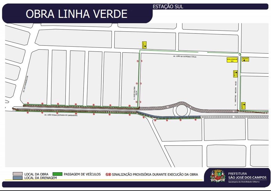 Obras na Linha Verde interditam via próxima da Estação Sul em São José dos Campos