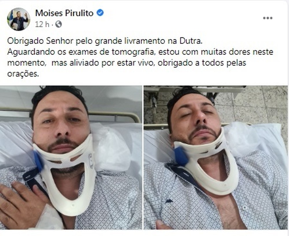 Vereador de Taubaté fica ferido após carro cair de barranco